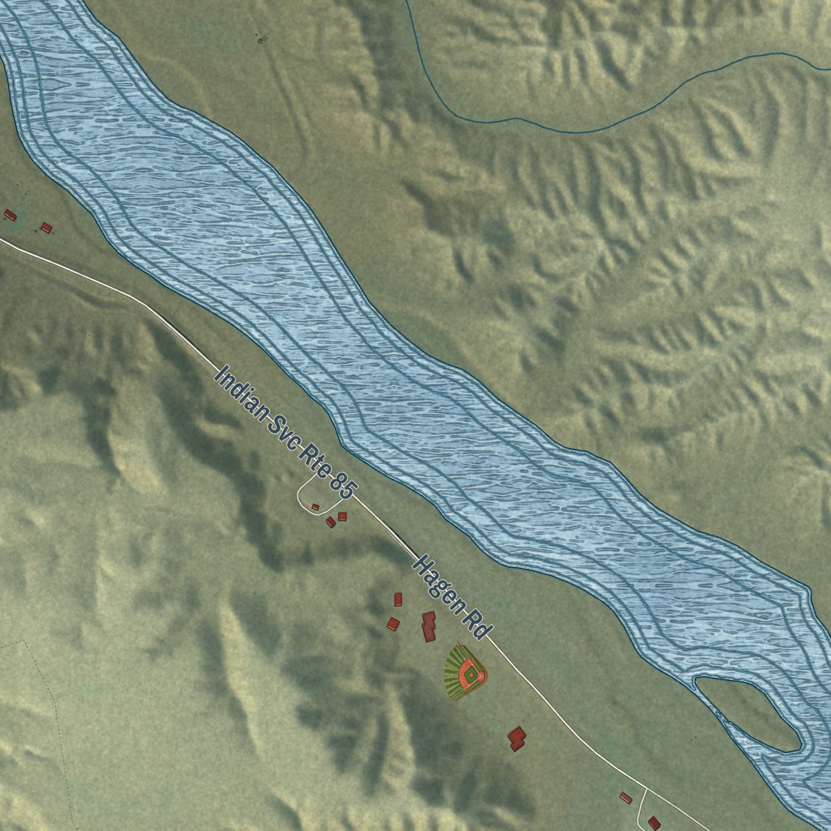 Second close-up of the map of San Felipe Pueblo, New Mexico print showing more streets and buildings