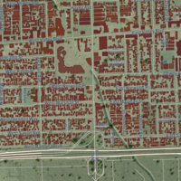 Second close-up of the map of San Gabriel, California print showing more streets and buildings