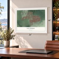 San Isidro, Puerto Rico map, 18 x 24 inch print in a white frame in a home office