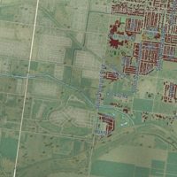Second close-up of the map of San Juan, Texas print showing more streets and buildings
