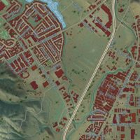 Second close-up of the map of San Luis Obispo, California print showing more streets and buildings