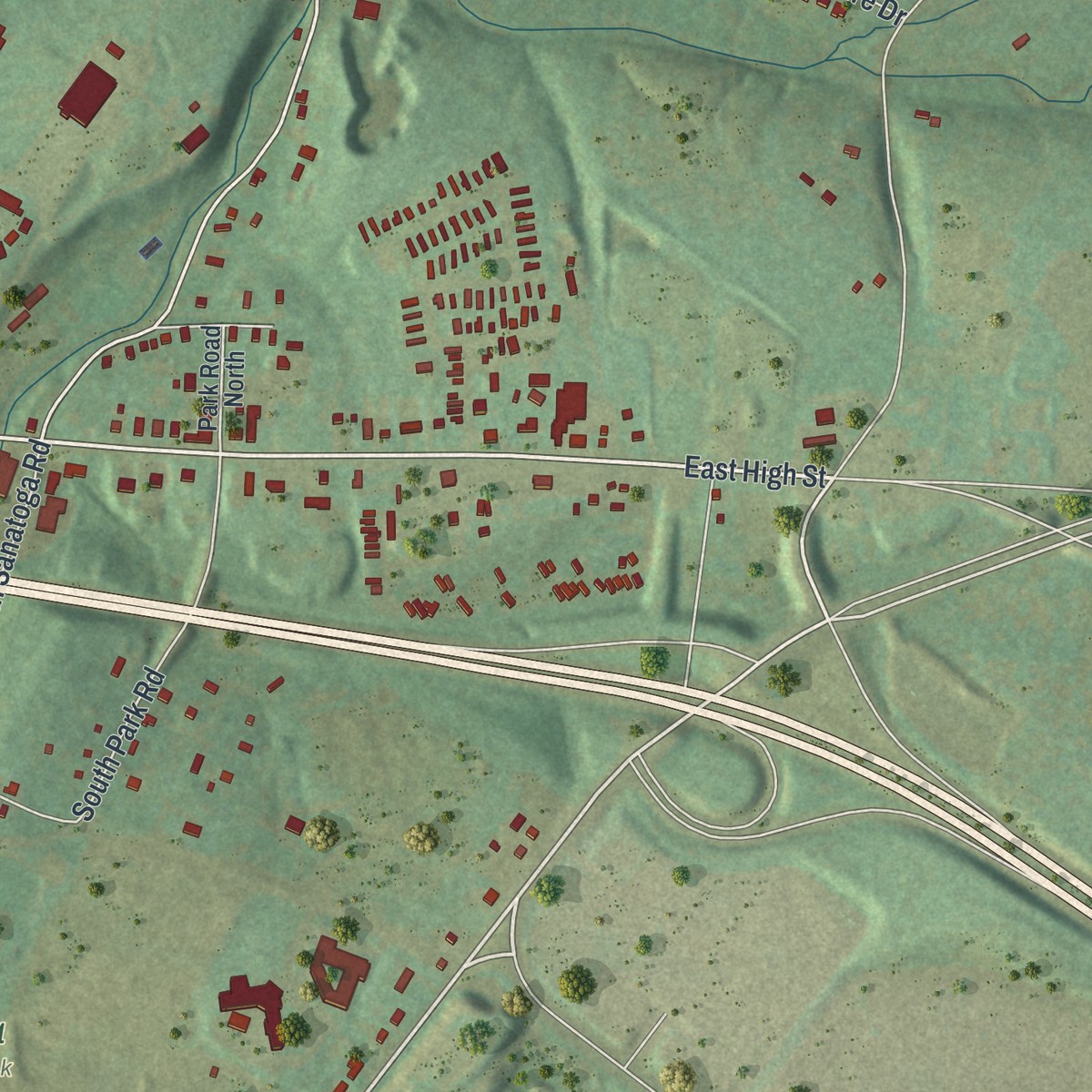 Second close-up of the map of Sanatoga, Pennsylvania print showing more streets and buildings