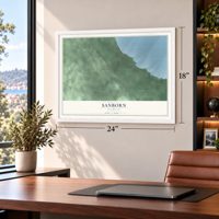 Sanborn, Michigan map, 18 x 24 inch print in a white frame in a home office