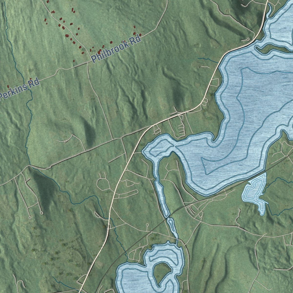 Second close-up of the map of Sanbornton, New Hampshire print showing more streets and buildings