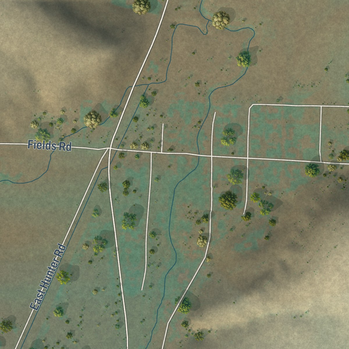 Second close-up of the map of Sand Coulee, Montana print showing more streets and buildings