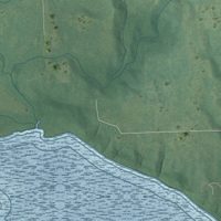 Second close-up of the map of Sand Hill, Oklahoma print showing more streets and buildings