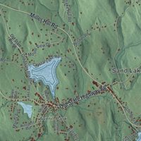 Second close-up of the map of Sand Lake, New York print showing more streets and buildings