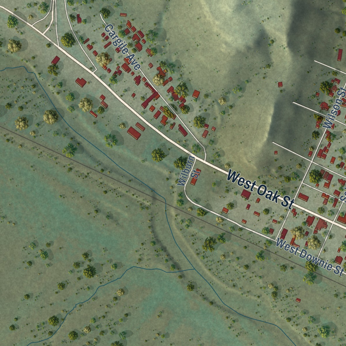 Second close-up of the map of Sanderson, Texas print showing more streets and buildings