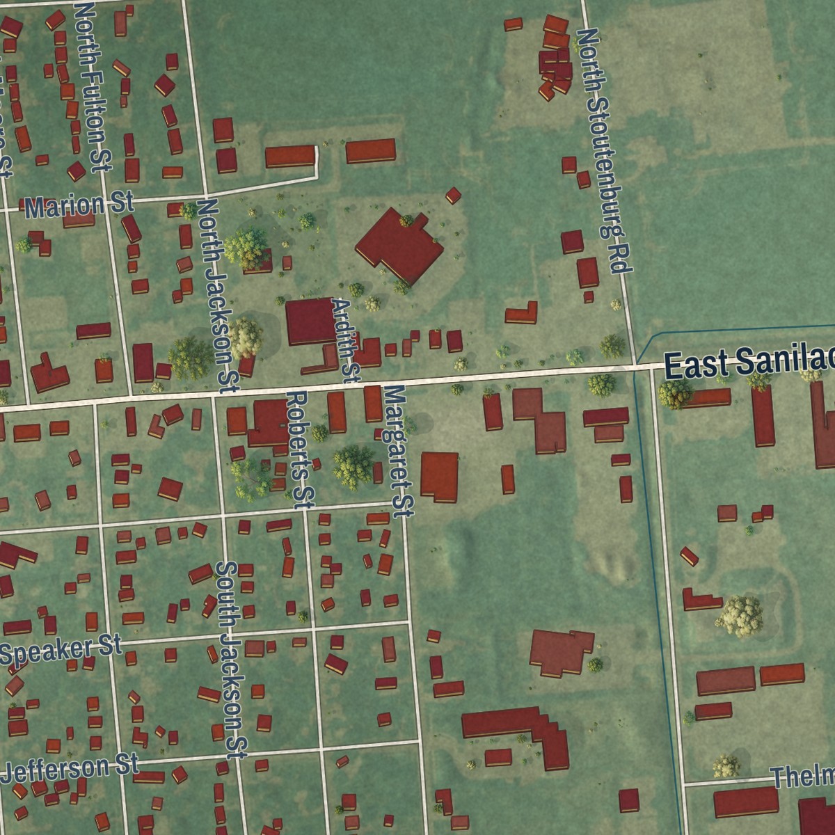 Second close-up of the map of Sandusky, Michigan print showing more streets and buildings