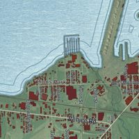 Second close-up of the map of Sandusky, Ohio print showing more streets and buildings