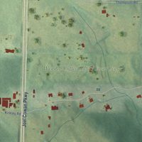 Second close-up of the map of Sandy Creek, Georgia print showing more streets and buildings