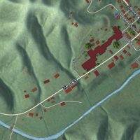 Second close-up of the map of Sandy Hook, Kentucky print showing more streets and buildings