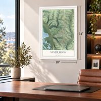 Sandy Hook, Wisconsin map, 18 x 24 inch print in a white frame in a home office