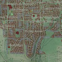 Second close-up of the map of Sandy, Utah print showing more streets and buildings