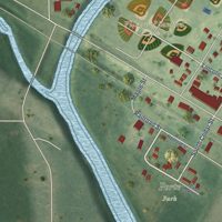 Second close-up of the map of Sanford, Michigan print showing more streets and buildings