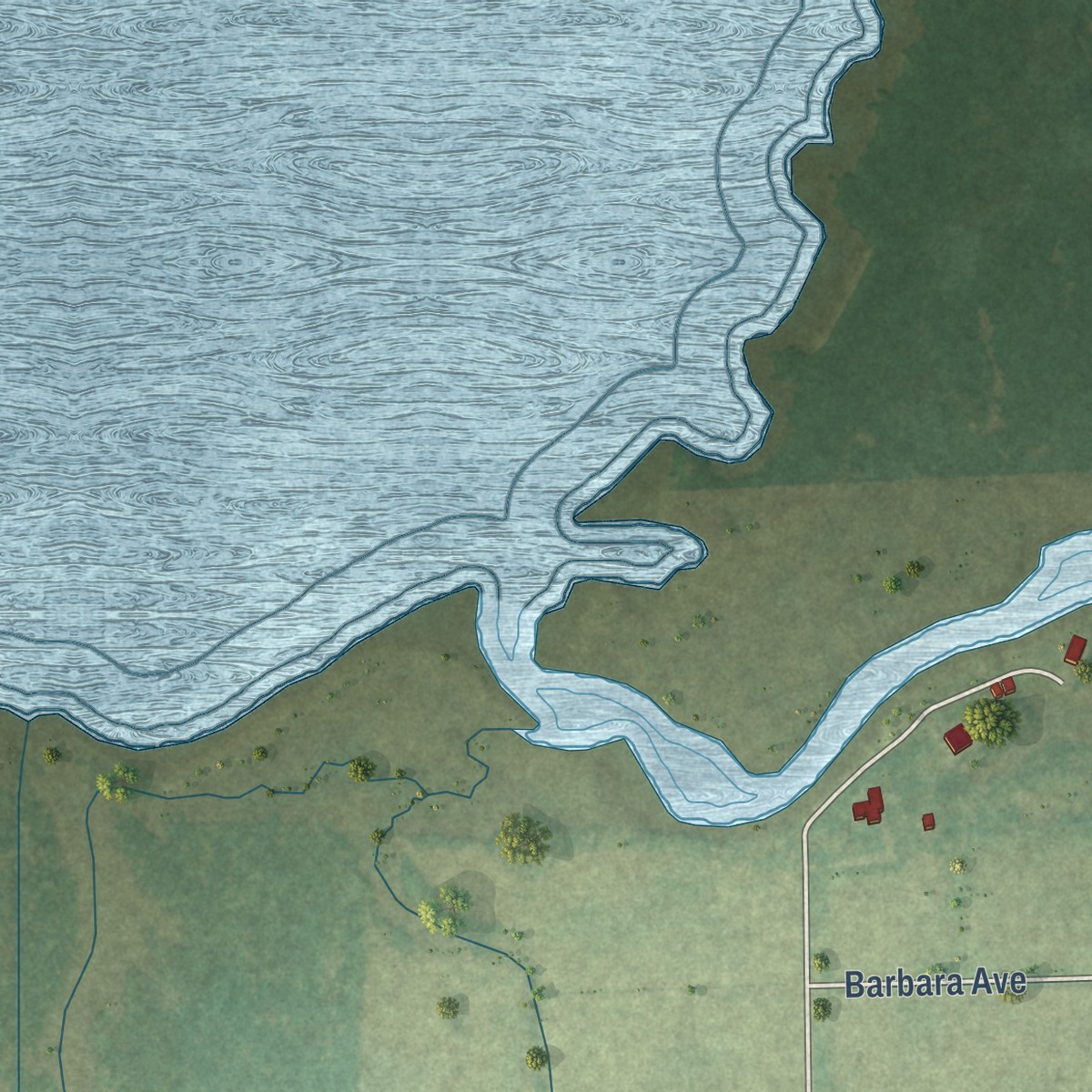 Second close-up of the map of Sanford, Virginia print showing more streets and buildings