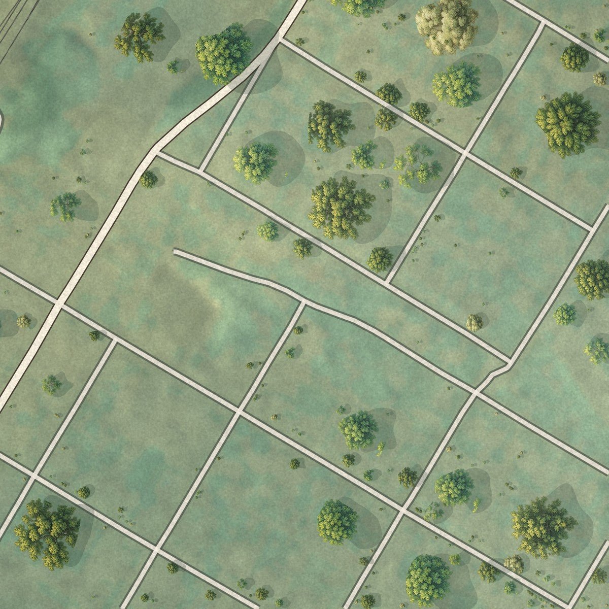 Second close-up of the map of Sankertown, Pennsylvania print showing more streets and buildings