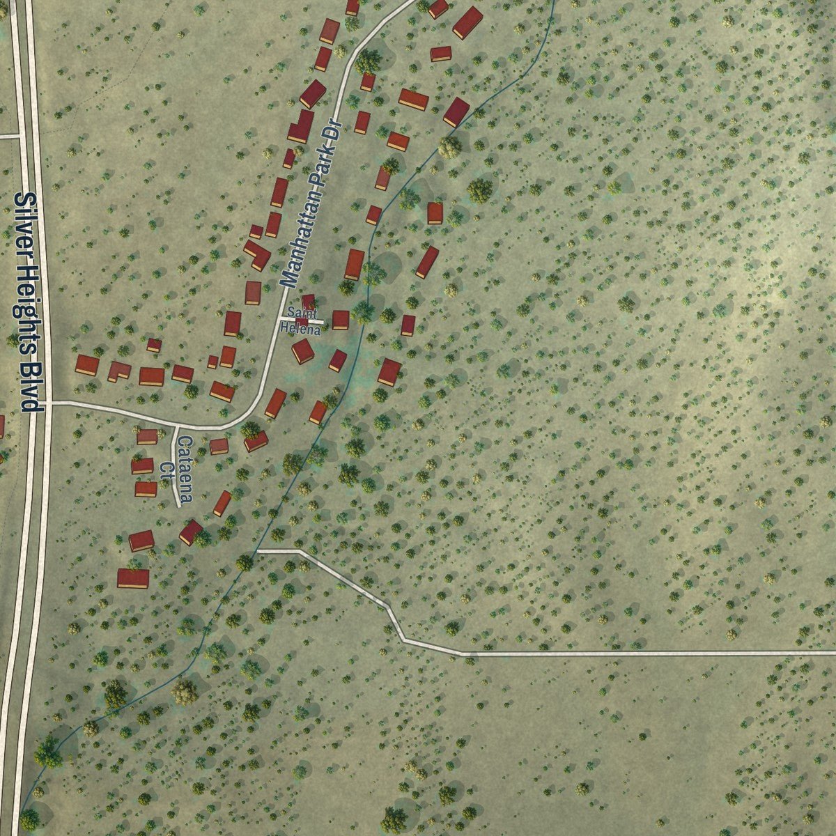 Second close-up of the map of Santa Clara, New Mexico print showing more streets and buildings