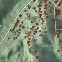 Second close-up of the map of Santa Clara, Puerto Rico print showing more streets and buildings