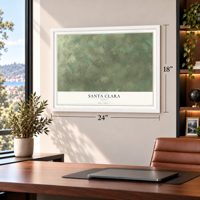 Santa Clara, Texas map, 18 x 24 inch print in a white frame in a home office
