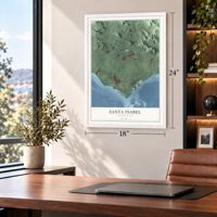 Santa Isabel, Puerto Rico map, 18 x 24 inch print in a white frame in a home office