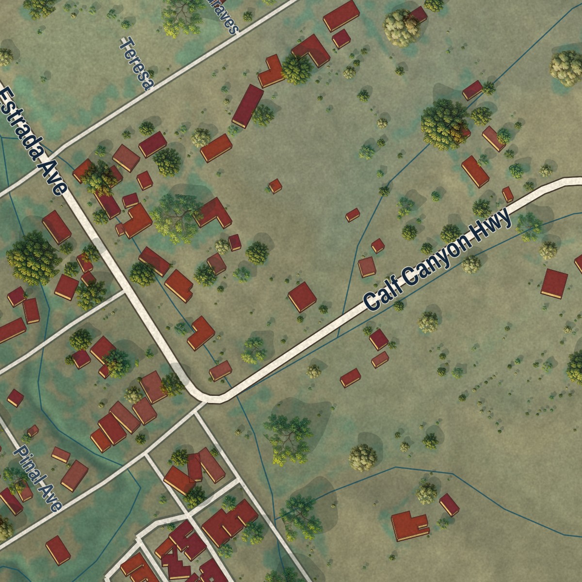Second close-up of the map of Santa Margarita, California print showing more streets and buildings