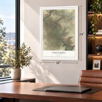 Santa Rosa, New Mexico map, 18 x 24 inch print in a white frame in a home office