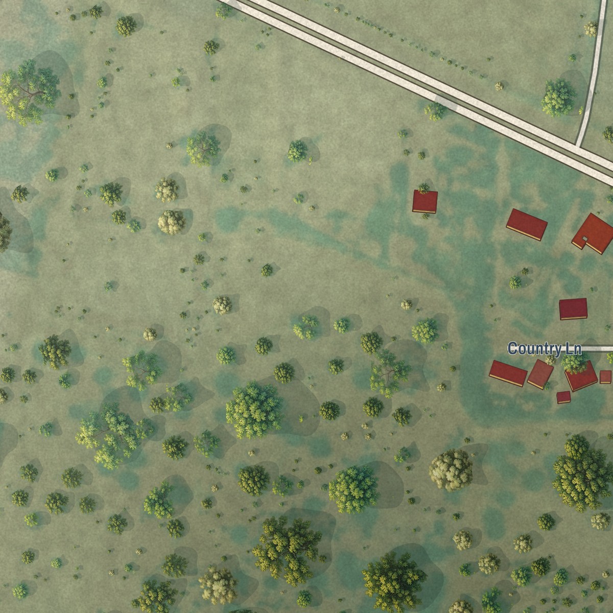 Second close-up of the map of Santel, Texas print showing more streets and buildings