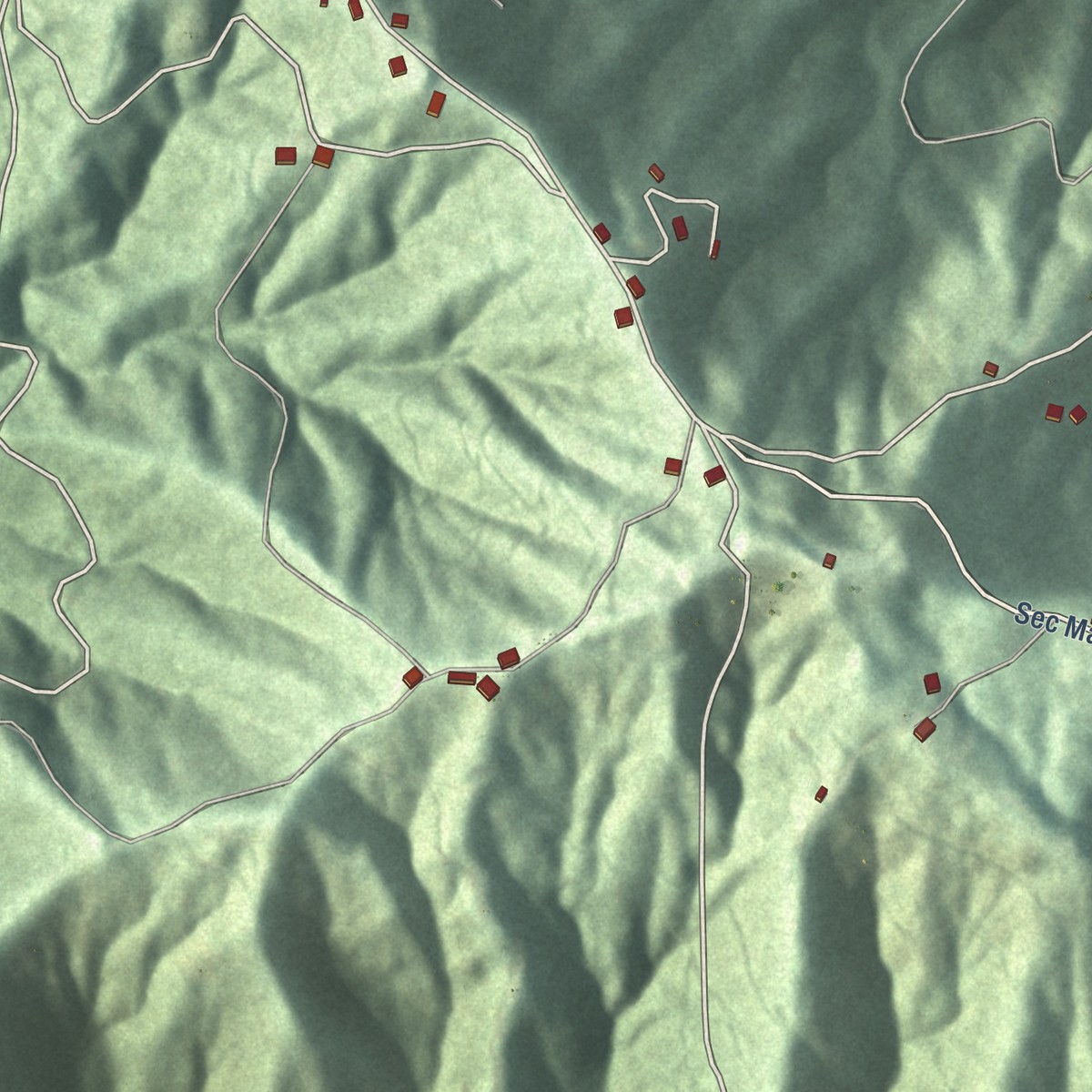 Second close-up of the map of Santo Domingo, Puerto Rico print showing more streets and buildings