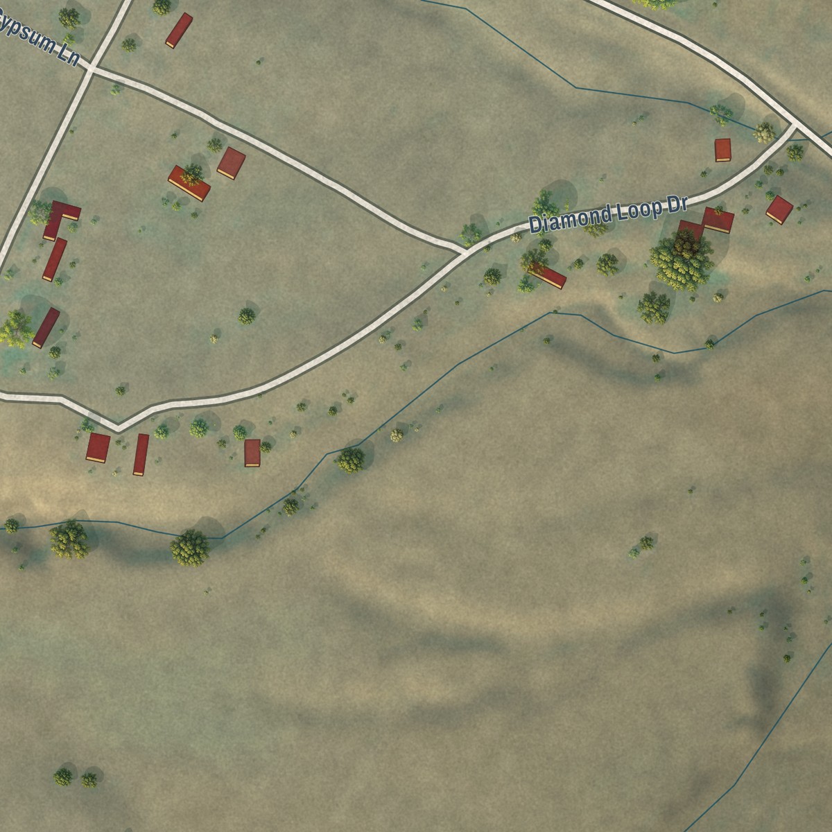 Second close-up of the map of Sapphire Ridge, Montana print showing more streets and buildings