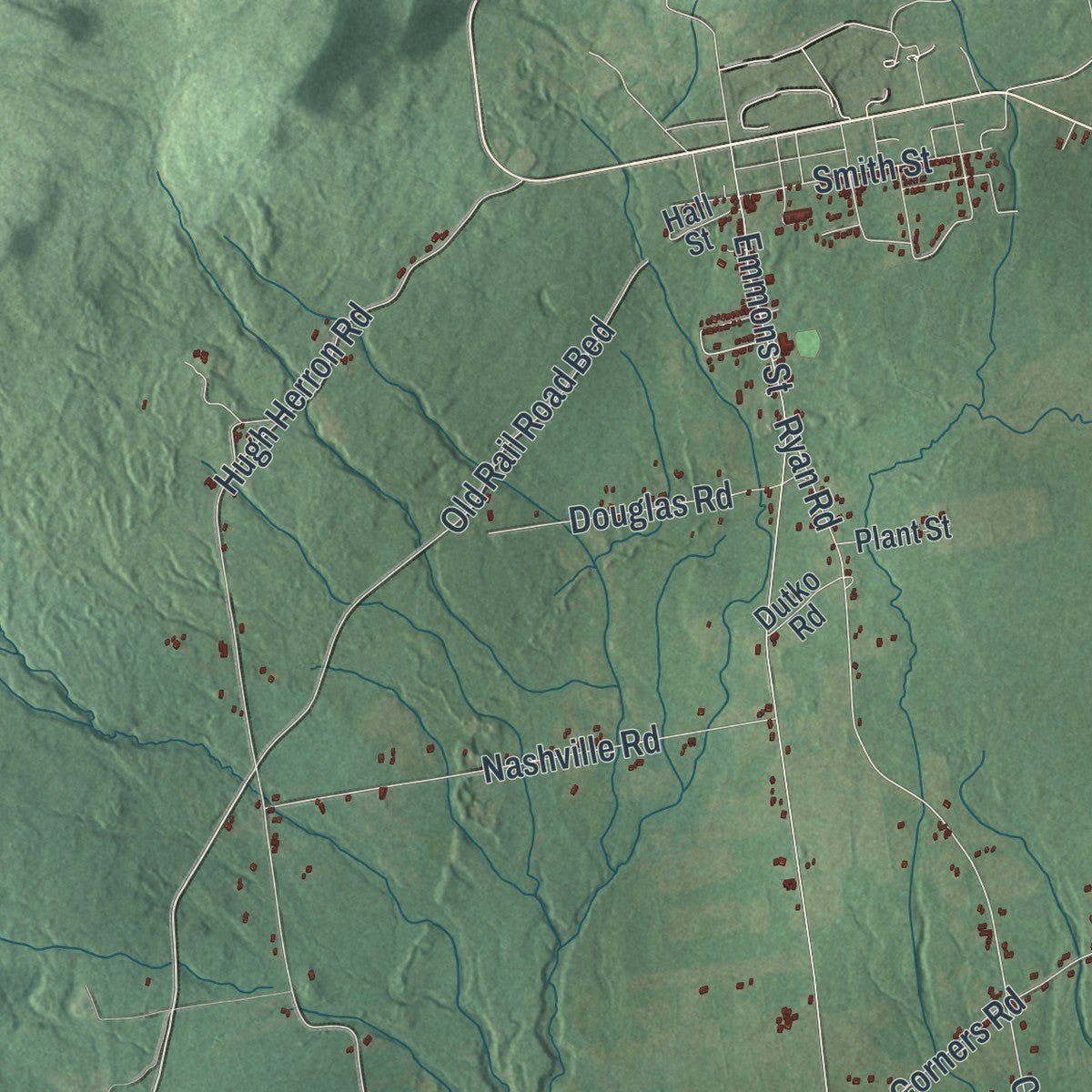 Second close-up of the map of Saranac, New York print showing more streets and buildings