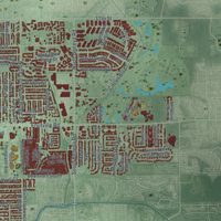 Second close-up of the map of Sarasota, Florida print showing more streets and buildings