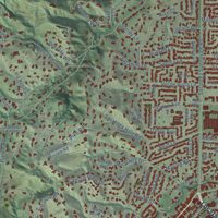 Second close-up of the map of Saratoga, California print showing more streets and buildings