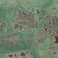 Second close-up of the map of Saratoga Springs, New York print showing more streets and buildings