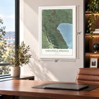 Saratoga Springs, Utah map, 18 x 24 inch print in a white frame in a home office