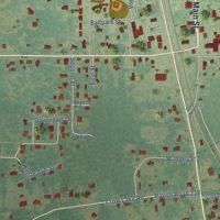 Second close-up of the map of Sarepta, Louisiana print showing more streets and buildings