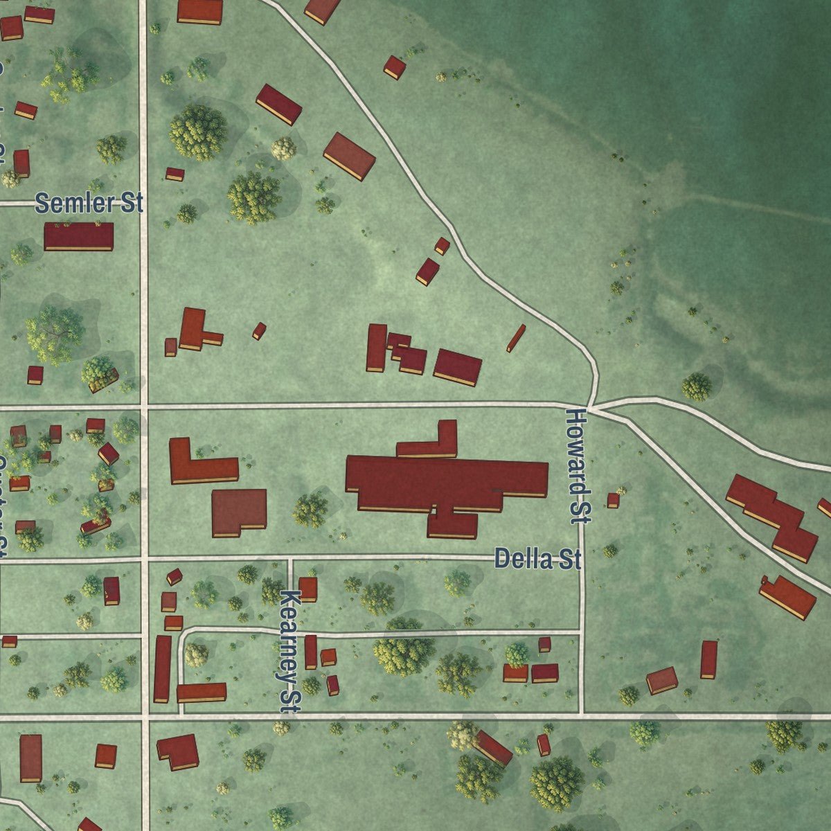 Second close-up of the map of Sargent, Nebraska print showing more streets and buildings