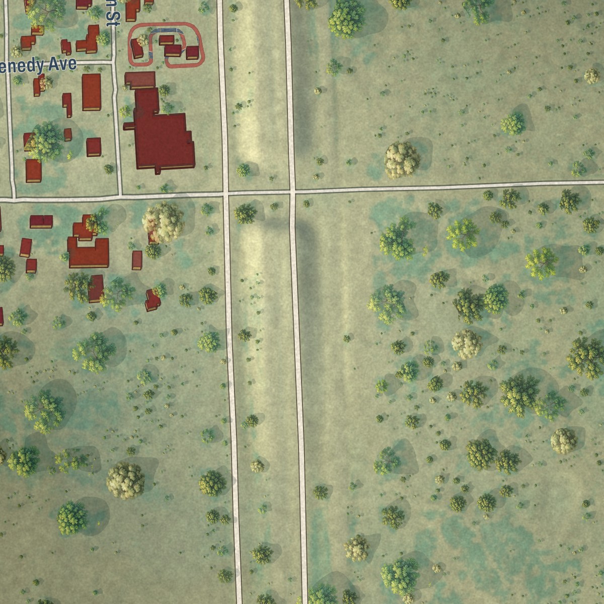 Second close-up of the map of Sarita, Texas print showing more streets and buildings