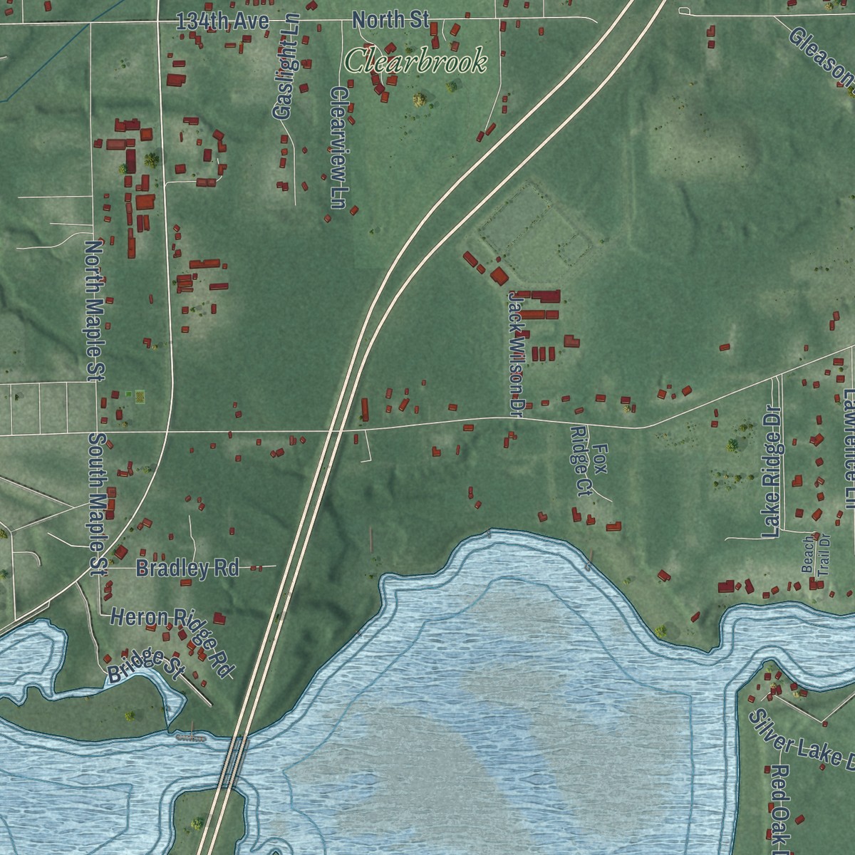 Second close-up of the map of Saugatuck, Allegan County, Michigan print showing more streets and buildings