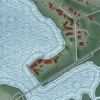 Second close-up of the map of Saugatuck, Michigan print showing more streets and buildings