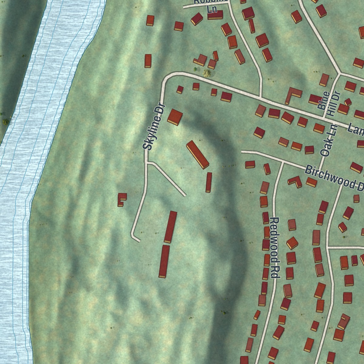 Second close-up of the map of Saugerties South, New York print showing more streets and buildings