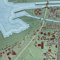 Second close-up of the map of Sault Ste. Marie, Michigan print showing more streets and buildings