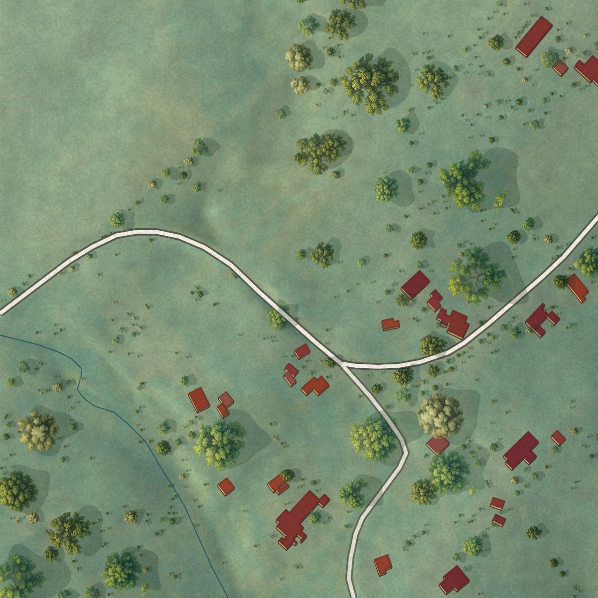 Second close-up of the map of Saumsville, Virginia print showing more streets and buildings