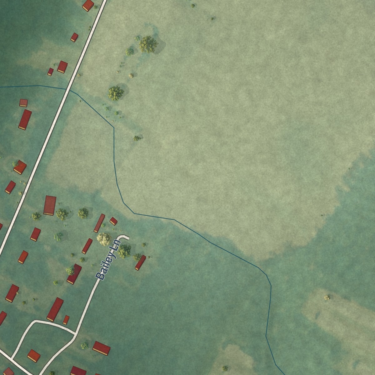 Second close-up of the map of Savageville, Virginia print showing more streets and buildings