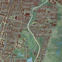Second close-up of the map of Savannah, Georgia print showing more streets and buildings