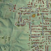 Second close-up of the map of Savannah, Missouri print showing more streets and buildings
