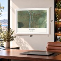 Savona, New York map, 18 x 24 inch print in a white frame in a home office