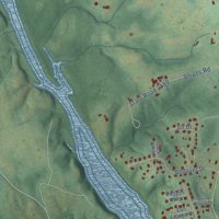 Second close-up of the map of Saxapahaw, North Carolina print showing more streets and buildings