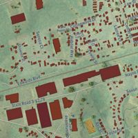 Second close-up of the map of Saxon, South Carolina print showing more streets and buildings