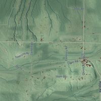Second close-up of the map of Saxon, Wisconsin print showing more streets and buildings